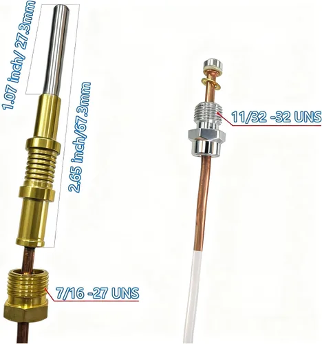 Vista 2 de Reemplazo de termopar para Robertshaw 1900-036 Sensor piloto de seguridad de 36 pulgadas compatible con freidora Henny Penny 34820 y freidoras