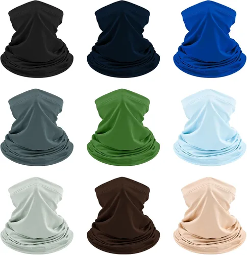Vista 10 de 9 piezas de pasamontañas para hombre, polaina para el cuello, máscara facial de verano, protección solar, refrescante, transpirable, cubierta