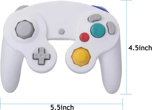 Vista 4 de ONE250 Paquete de 2 controladores Classic Shock Joypad con cable, compatibles con Wii NGC Gamecube Game Cube (blanco y blanco)