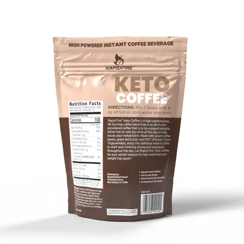 Vista 6 de Rapidfire - Mezcla de café instantáneo cetogénico de alto rendimiento, apoya la energía y el metabolismo, 15 porciones, marrón, 7.93 onzas