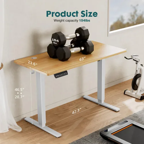 Vista 11 de Smug Escritorio de pie de altura ajustable de 40 pulgadas, mesa de computadora eléctrica para sentarse, de pie, mesa de computadora ergonómica