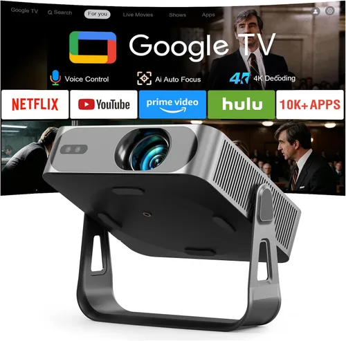 Vista 10 de [2000 ANSI y enfoque automático] Mini proyector inteligente negro con WiFi y Bluetooth, proyector de película XuanPad 4K compatible, proyector