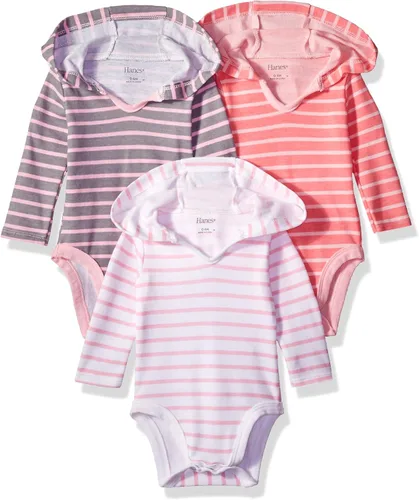 Vista 24 de Hanes Body de manga larga para bebé, sudadera con capucha para niños y niñas, paquete de 3