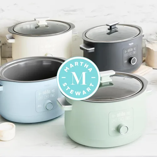 Vista 12 de Martha Stewart Olla de cocción lenta de 8 cuartos de galón, programable con temporizador, 3 ajustes de calor (bajo, alto, cálido), cerámica