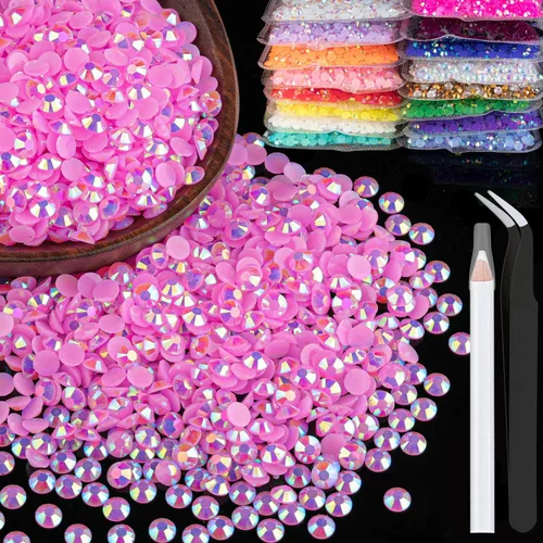 Vista 64 de 5000 piezas de 2mm de strass de resina a granel, strass de gel negros con parte posterior plana y redonda para embellecer sin termoadhesión, gemas