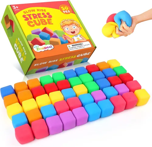 Vista 8 de Paquete de 24 Cubos Antiestrés de Elevación Lenta, Pelotas Antiestrés de Masa de Tamaño Grande, Juguetes Fidget para Alivio de Ansiedad, Fidgets