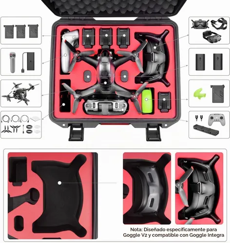 Vista 3 de FPVtosky Funda profesional para DJI FPV resistente al agua para combo de dron DJI FPV lentes V2 controlador de movimiento y otros accesorios
