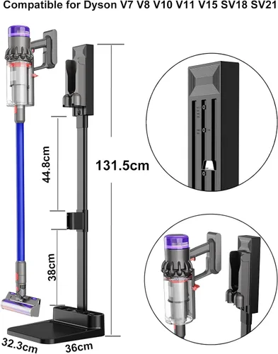 Vista 2 de Estación de acoplamiento y almacenamiento Foho compatible con soporte de aspiradora para Dyson V7 V8 V10 V11 V12 V15 SV18 SV21, soporte