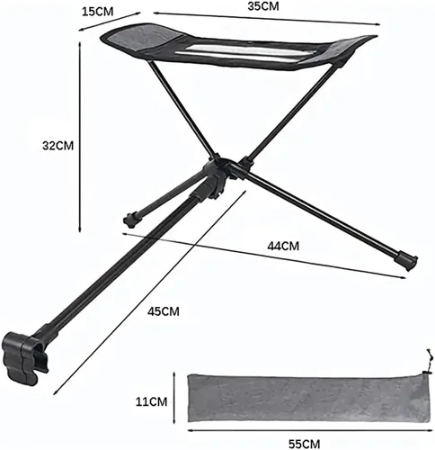 Vista 3 de Silla plegable para exteriores, otomana, portátil, reclinable, reposapiés retráctil, reposapiés retráctil, reposapiés, kit de silla lunar