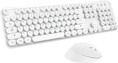 Vista 10 de Combo de teclado y mouse inalámbricos colorido - Teclado inalámbrico de 104 teclas con almohadilla numérica para PC Windows, portátil, laptop