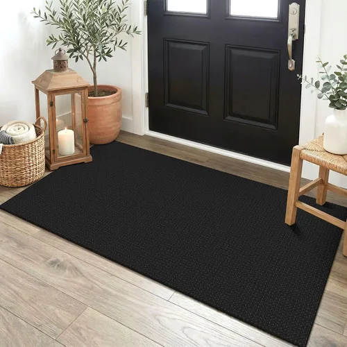 Vista 46 de EARTHALL Alfombra tejida de 2 x 3 pies, lavable para entrada, alfombra trenzada antideslizante, alfombra para puerta interior y exterior, alfombra