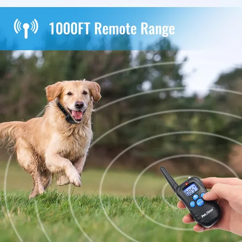 Vista 2 de Petrainer - Collar de perro 100% impermeable con control remoto para entrenamiento con pitido / Vibración / golpe eléctrico, collar electrónico