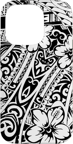 Vista 17 de iPhone 16 lindo tatuaje polinesio hawaiano tribal samoano patrón caso