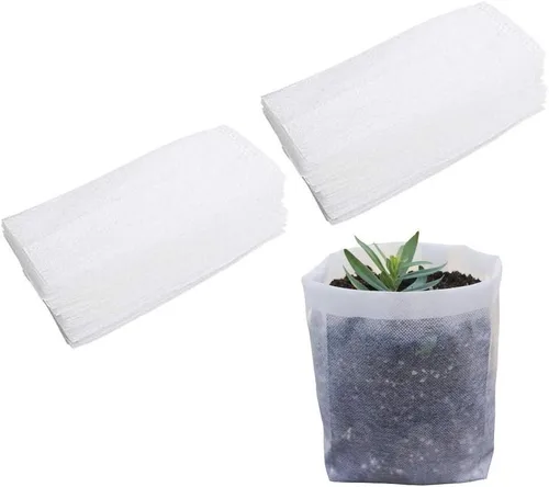 Vista 13 de Bolsas de cultivo de vivero Belit, 100 piezas de macetas de plántulas de tela, bolsa no tejida para semillas de plantas de jardinería, papa, flor