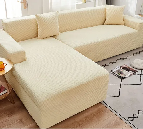 Vista 8 de IMYOGI Fundas de sofá de alta elasticidad con estilo en forma de L, fundas de sofá de color sólido, tela jacquard, lavable a máquina, protector