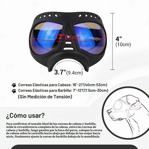 Vista 4 de Gafas grandes para perros con protección para ojos de mascotas para razas medianas a grandes, resistentes al viento, a prueba de nieve, a prueba