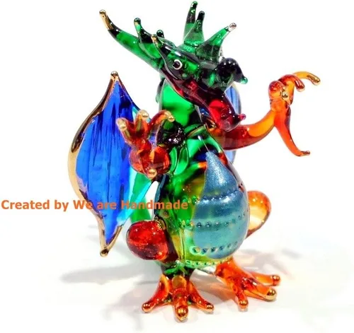 Vista 8 de Figuras de dragón hechas a mano de cristal soplado de 2 pulgadas, ideas de regalo de casa de muñecas coleccionables, animales de cuento de hadas