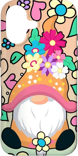 Vista 32 de Funda para iPhone XR con diseño de gnomo de verano y flores de margarita