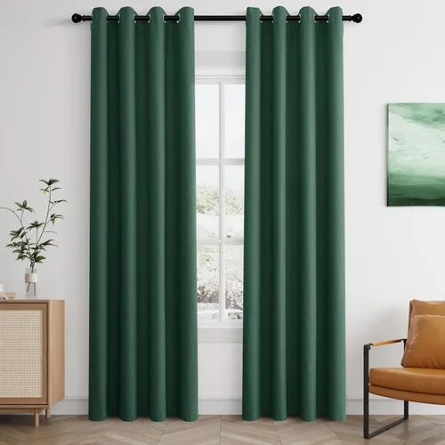 Vista 52 de Beige White Linen Blackout Curtains 90 Length 2 Panels Set for Living Room Bedroom, 100% Black Out Thermal Insulated Linen Drapes, Room Darkening