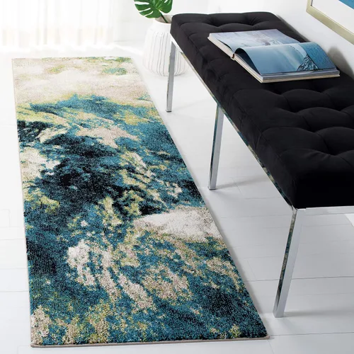 Vista 6 de SAFAVIEH Glacier Collection - Alfombra decorativa de 2 pies 3 pulgadas x 4 pies, azul y multicolor, diseño abstracto moderno, no desprende pelusa