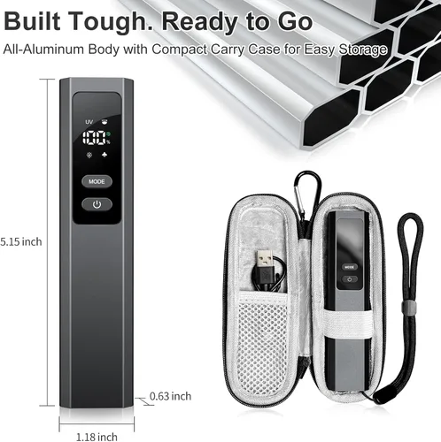 Vista 7 de EDC Flat Flashlight 4 in 1 Pocket Magnetic Flashlight High Lumens Work Light with Green Beam & UV Light & Warning Light Combo EDC Rechargeable Negro