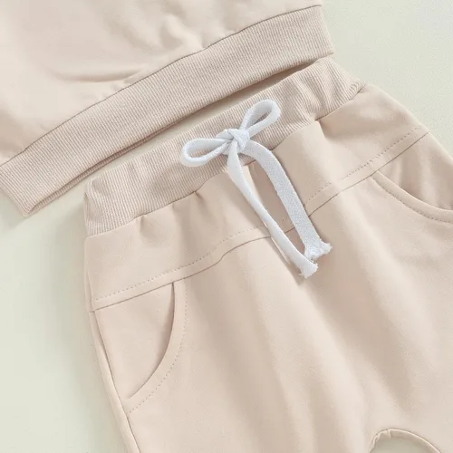 Vista 5 de Conjunto de ropa linda para bebé niño para otoño e invierno con bloques de color a cuadros y manga larga