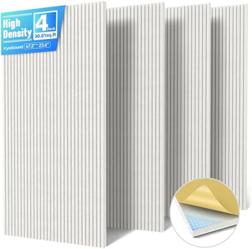 Vista 12 de Paquete de 4 paneles acústicos grandes que absorben el sonido con autoadhesivo, 47.2 x 23.6 x 0.36 pulgadas, paneles de espuma a prueba de sonido