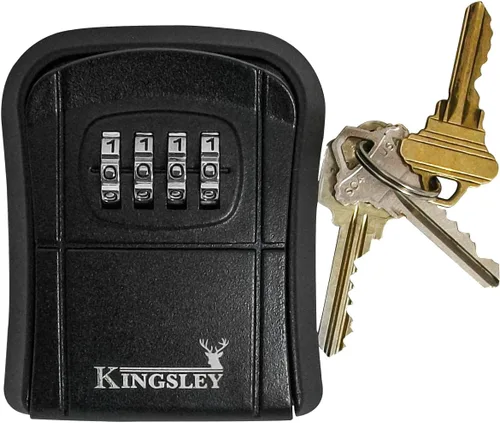 Vista 3 de Kingsley QCH-807 Caja de almacenamiento de llaves, montada en la pared Resettable Code, Water Resistant, Realtor Key Lock Box, For AirBnB, Spare
