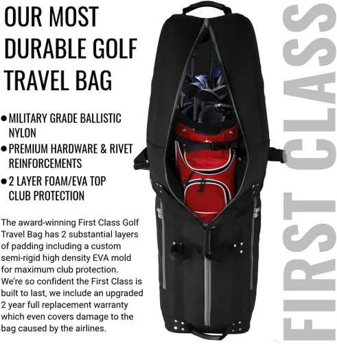 Vista 3 de CaddyDaddy Nueva funda acolchada de primera clase premium para club de golf con ruedas, bolsa de viaje de golf resistente para aerolíneas