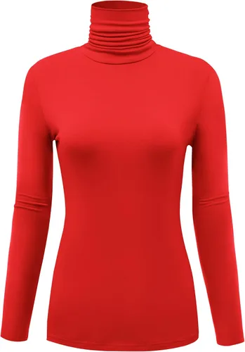 Vista 11 de AUHEGN - Camiseta de cuello alto con manga larga, ligera y ajustada para mujer, con cuello de tortuga (talla S-XXL)