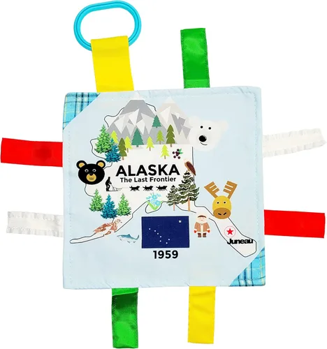 Vista 20 de Baby Jack & Co - Cochecito de juguete para bebés de 8 x 8 pulgadas con etiqueta del estado de Arkansas, juguetes arrugados para desarrollar cinco
