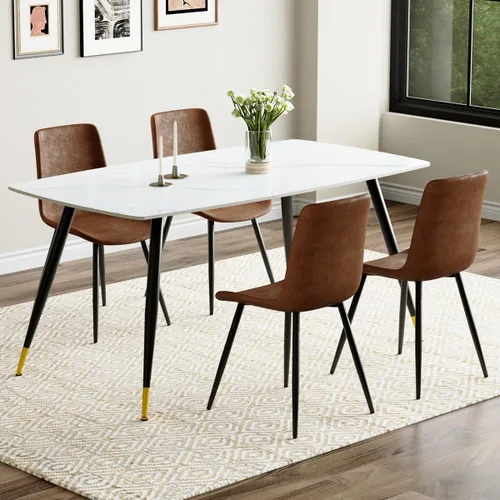Vista 25 de Juego de 4 mesas de comedor negras para mesa de comedor de 4,50 pulgadas para 4, sillas de cocina de piedra sinterizada, fácil de montar, adecuado