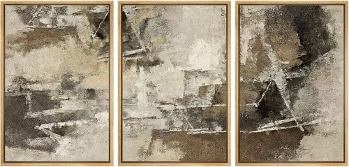 Vista 271 de wall26 Lienzo enmarcado para pared, juego de arte de acuarela pastel, paisaje rural, ilustraciones con formas abstractas, arte moderno, decorativo