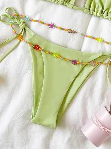 Vista 5 de SHENHE Conjunto de bikini sexy de 2 piezas para mujer, traje de baño triangular con lazo lateral