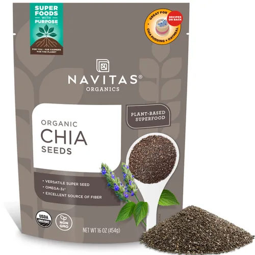 Vista 10 de Navitas Organics Semillas de chía - Para pudín de chía, batidos, horneado, ensaladas y más - Omega 3, fibra, minerales - USDA orgánico, sin OGM