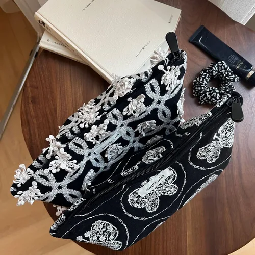Vista 3 de Sminra Bolsa de Maquillaje Bolsa de Cosméticos Bolsa de Aseo de Lona Preppy para Mujeres Linda Bolsa con Cremallera Organizador Accesorios de Viaje