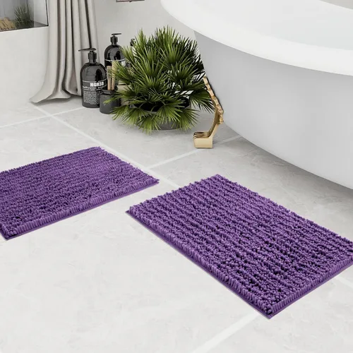 Vista 64 de Walensee Alfombra de baño antideslizante (32x20, azul oscuro) absorbente de agua, súper suave, felpilla peluda, lavable a máquina, se seca