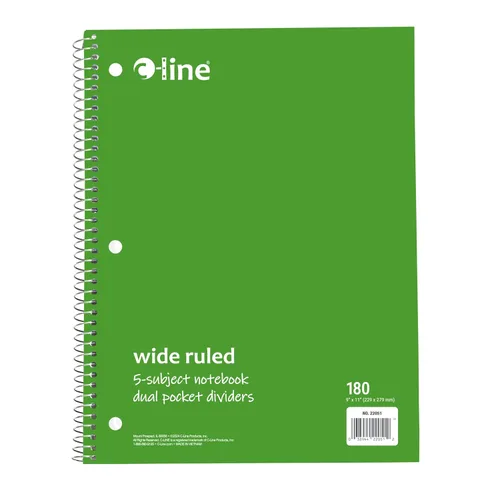 Vista 6 de C-Line Cuaderno de 5 materias, rayas anchas, 1 cuaderno, el color puede variar (22051)