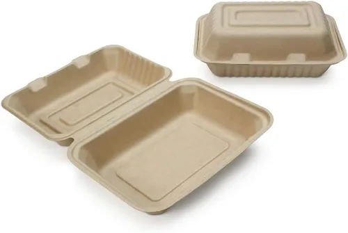 Vista 6 de Recipientes desechables 100% compostables con tapas [6 x 6 pulgadas paquete de 50 unidades] Recipientes ecológicos para llevar, resistentes