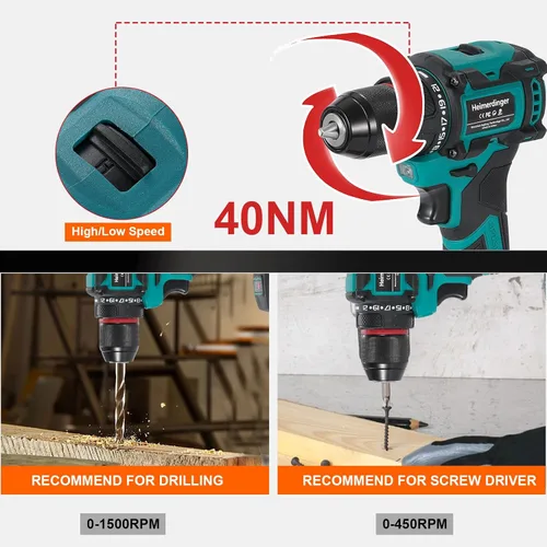 Vista 5 de Taladro inalámbrico de 354 en libras para batería Makita de 18 V, portabrocas sin llave de 3/8 pulgadas, 21+1 ajustes de par, 1980 RPM, luz LED