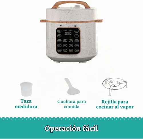 Vista 4 de P.W Linen Speckle - Olla a presión de 6 cuartos de galón con pantalla de control táctil, cocina multifunción programable