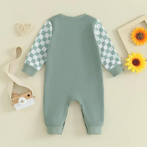 Vista 3 de BeQeuewll Traje de bebé para el día de San Valentín, mameluco para recién nacido, estampado de corazón, volantes, enterizo con diadema de 0 a 12