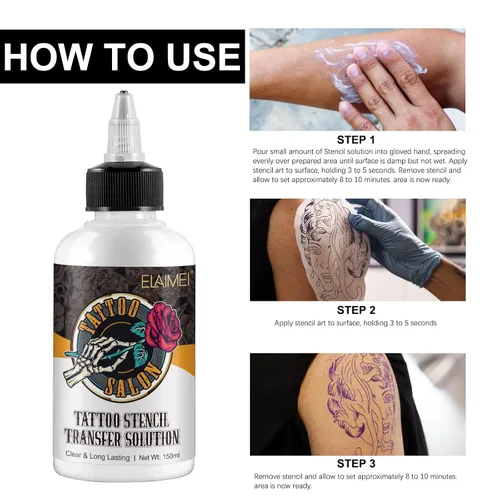 Vista 4 de Gel de transferencia de plantillas de tatuaje, crema mágica para plantillas, solución de aplicación de tatuaje para plantillas de máquinas de papel