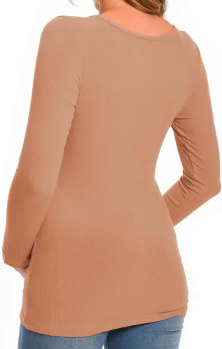 Vista 5 de Camisa de maternidad Cuello redondo Manga larga Ropa de embarazo
