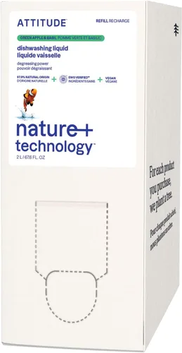 Vista 8 de ATTITUDE Jabón para platos, verificado por EWG, líquido para lavar platos a base de plantas y vegano, derivado de forma natural, ralladura