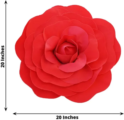 Vista 3 de Efavormart Enormes Rosas de Espuma 3D para Pasillo de Boda - Paquete de 2 de 20" Flores Artificiales Rojas de Sensación Real, Decoraciones de Fiesta