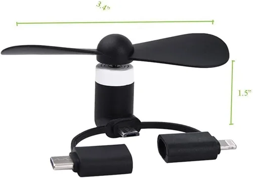 Vista 7 de A plus Mini ventilador de teléfono celular 3 en 1 compatible con iPhone/iPad/Android Smartphone/Tablet apto para micro USB/tipo C/puerto Lightning