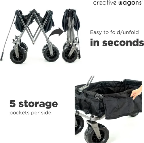 Vista 5 de Cochecito creativo para exteriores, carrito de playa XXL Deluxe con toldo, carrito plegable plegable y portátil, soporta hasta 200 libras