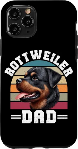 Vista 27 de Rottweiler Dad Rottie Father Dog Parent Father's Day Retro Case for iPhone 16