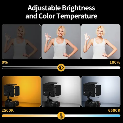 Vista 4 de Pixel Panel de luz de video LED, iluminación para cámara de fotografía, 20 W, bicolor, regulable, 2500-6500 K, luces LED de transmisión de estudio
